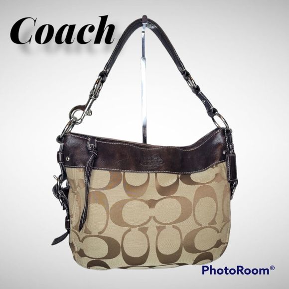 Coach Signature Zoe Shoulder Hobo Bag Purse Tote Mahogany Brown